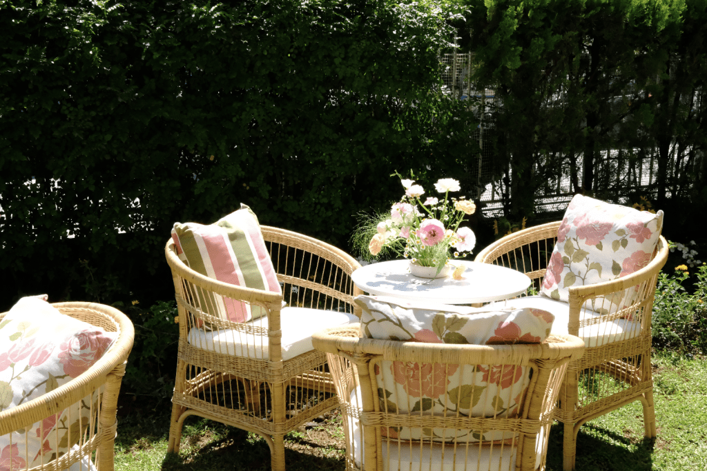 Vintage rose & striped patterned pillows - Image 1