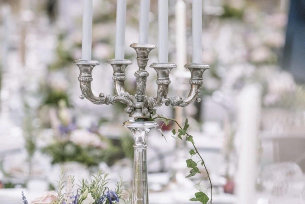 Five pillar silver candleholder - Image 1